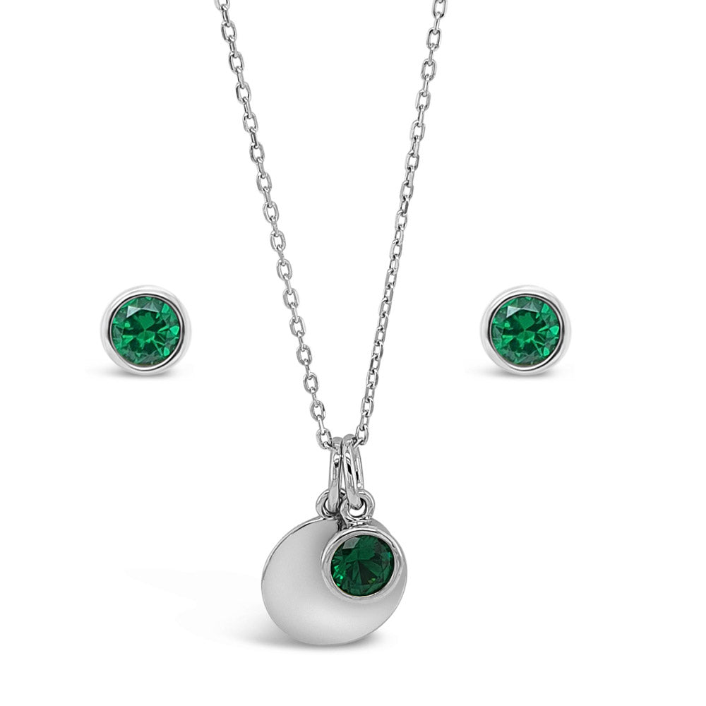 May Birthstone Sterling Silver Pendant & Earrings Set for girls Ireland